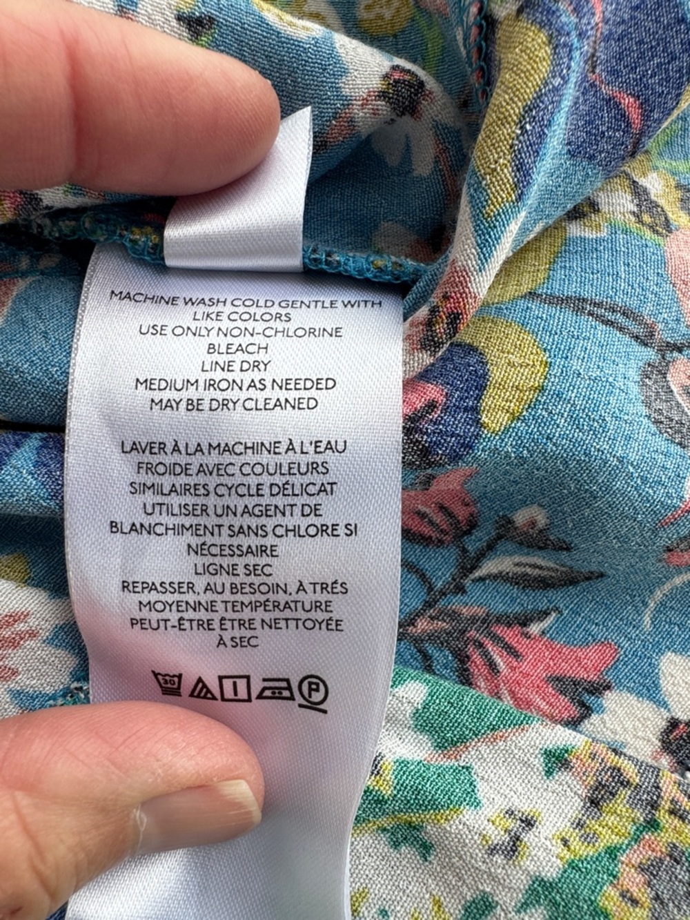 Anthropologie Blue & Green Floral Tiered V-Neck Dress in size Small Petite - Picture 6 of 10